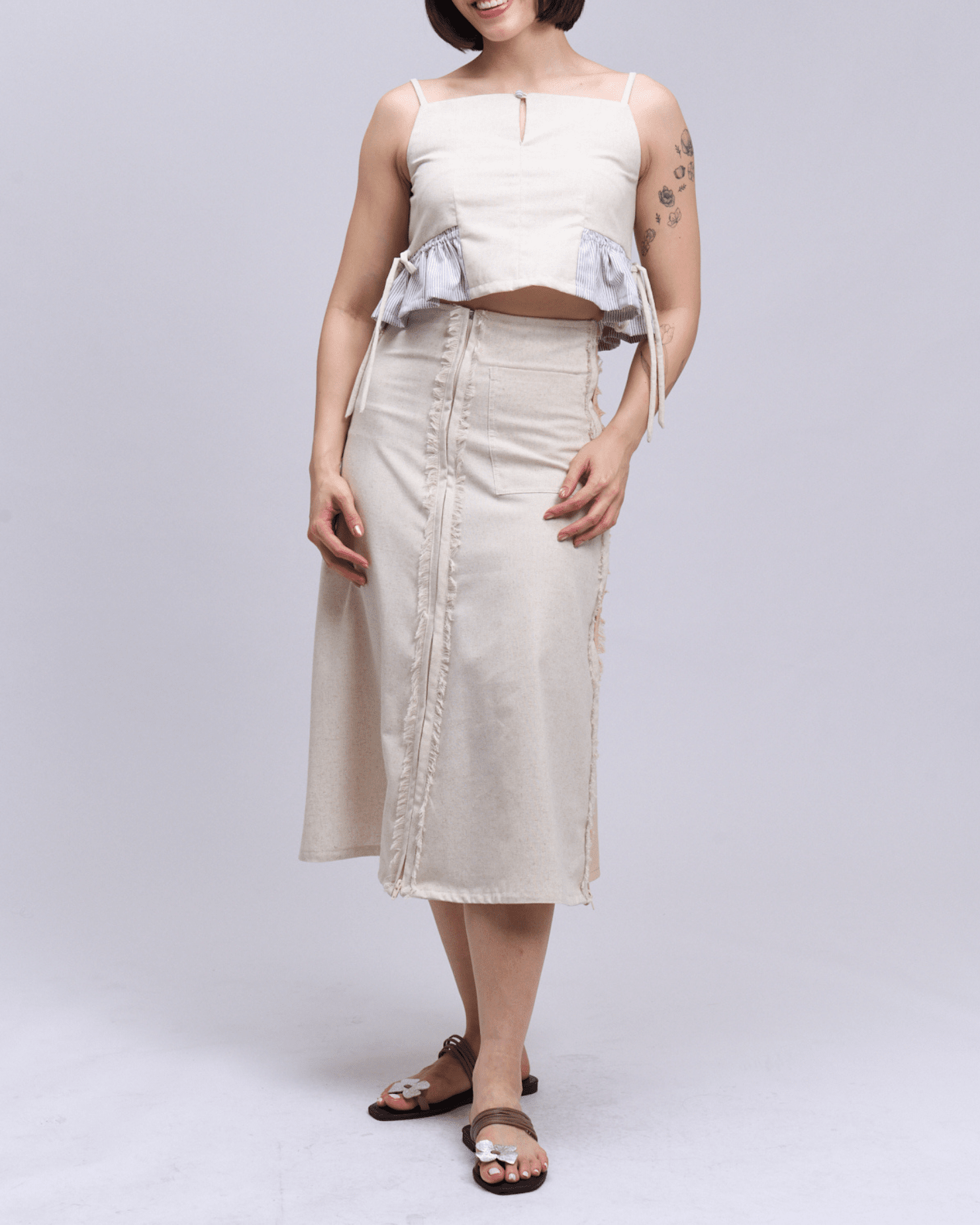 4-Way A-Line Skirt Oat & Wheat Fashion Rags2Riches