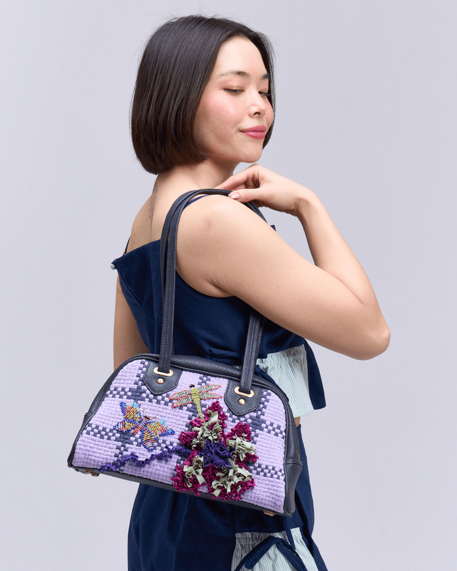 Hardin Bowler Bag Navy Blue Fashion Rags2Riches