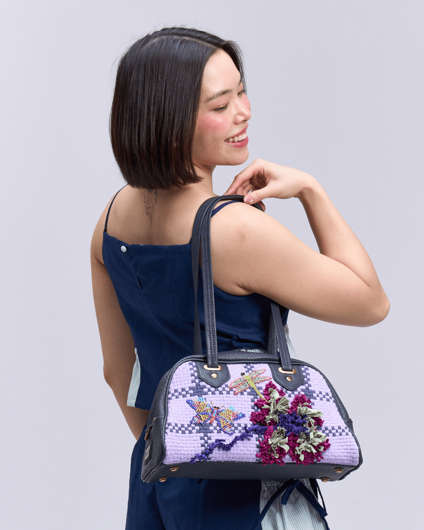 Hardin Bowler Bag Navy Blue Fashion Rags2Riches