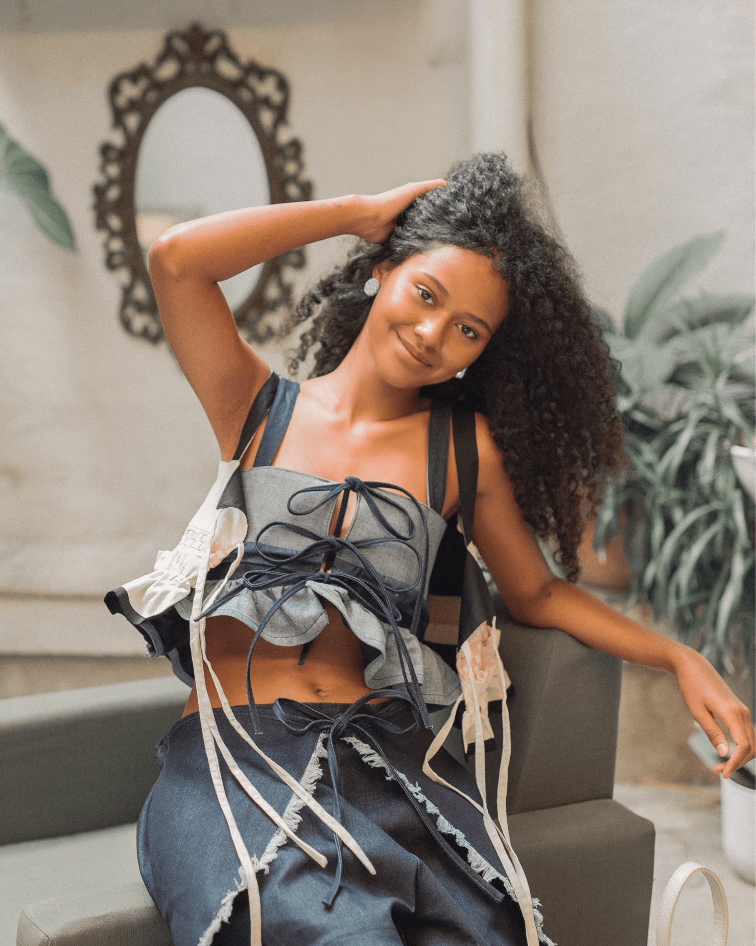 Laro 4 Way Peplum Top Denim