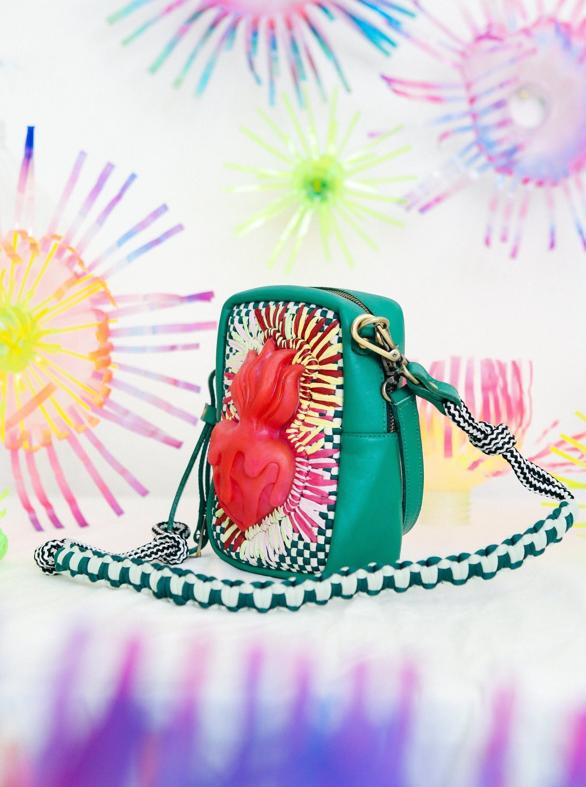 [Leeroy New x R2R] Sacred Heart Crossbody Bag Green Fashion Rags2Riches