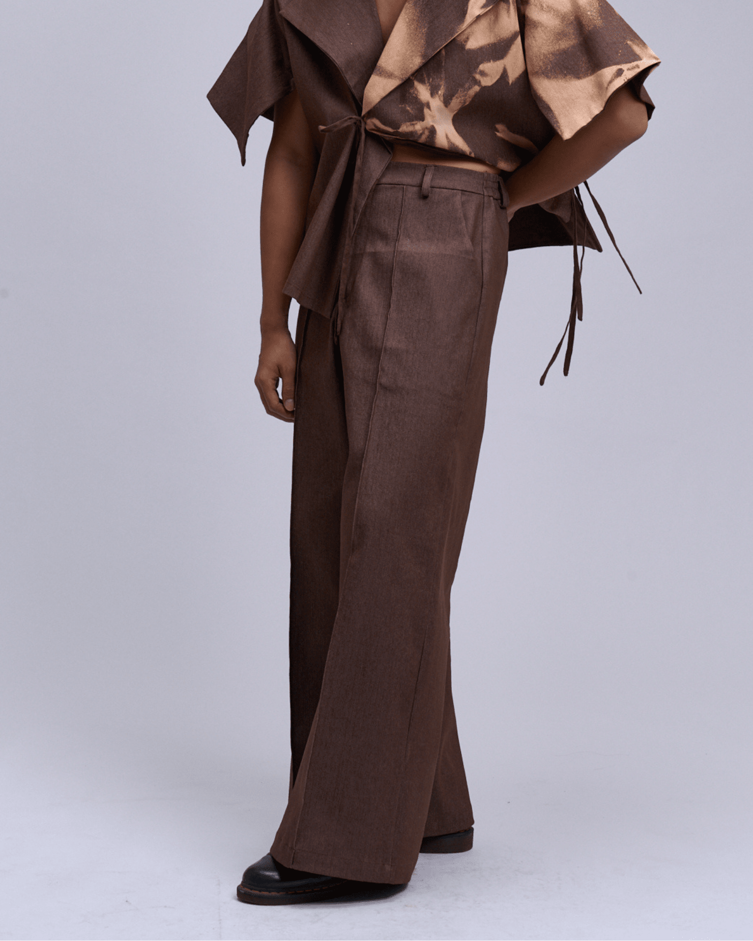 Pintucks Pants Dark Brown Denim Fashion Rags2Riches