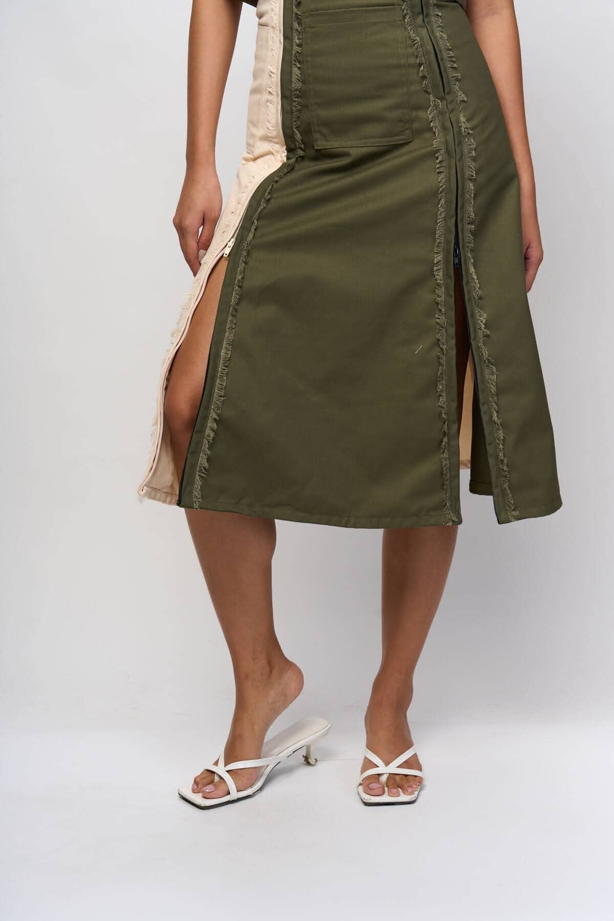 [Ready Today] 4-Way A-Line Skirt Fatigue & Off-White Fashion R2R On Repeat