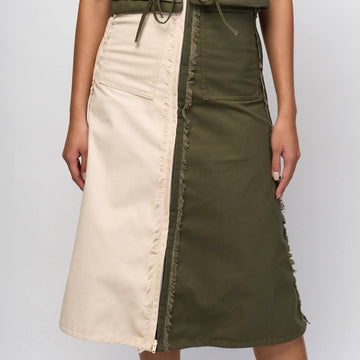 [Ready Today] 4-Way A-Line Skirt Fatigue & Off-White