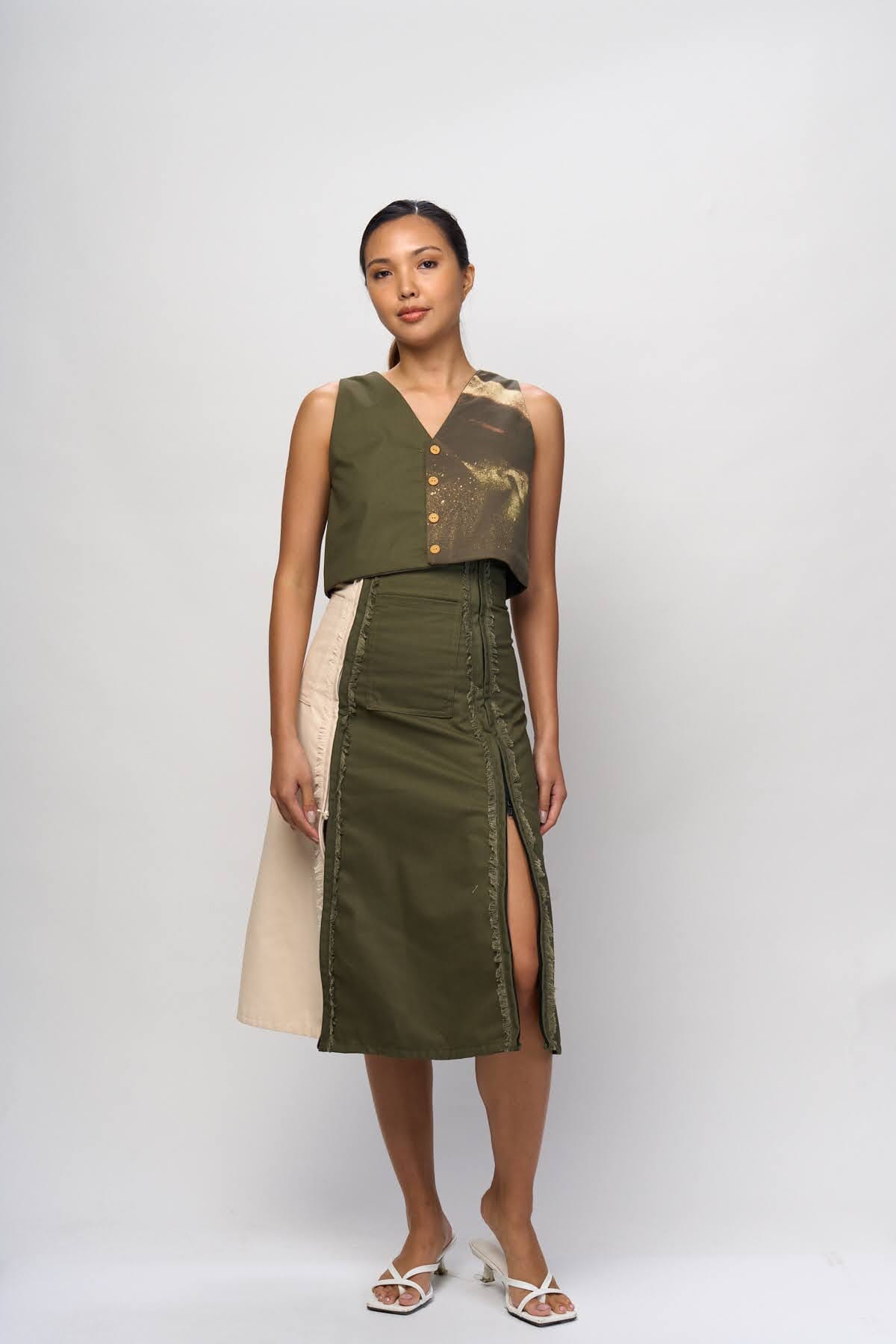 [Ready Today] 4-Way A-Line Skirt Fatigue & Off-White Fashion R2R On Repeat