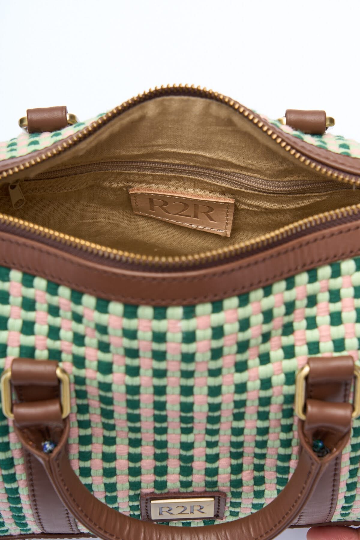 [Ready Today] Boston Bag Matcha Strawberry Gingham Fashion Rags2Riches