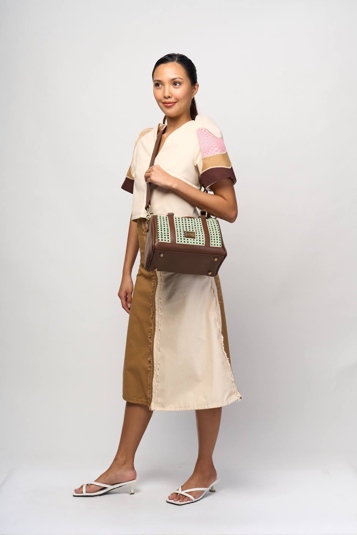 [Ready Today] Boston Bag Matcha Strawberry Gingham Fashion Rags2Riches