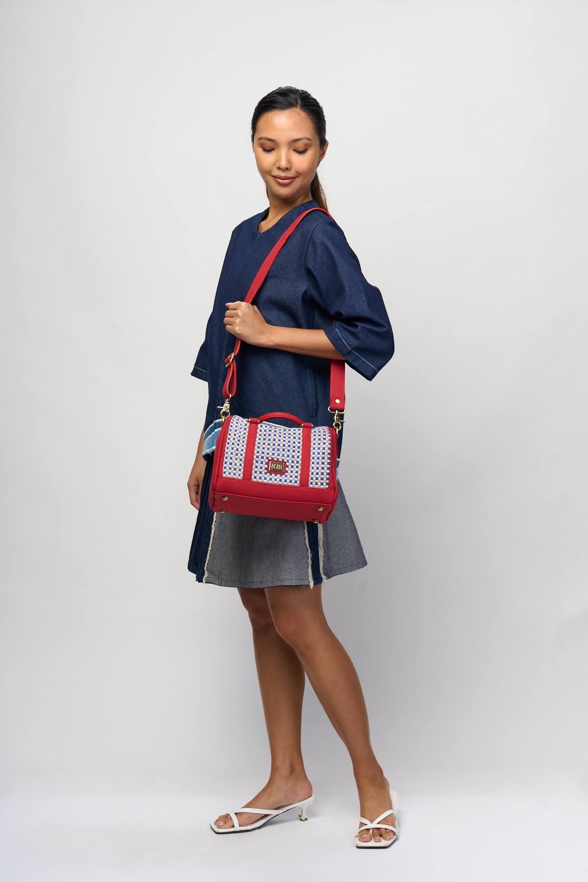 [Ready Today] Boston Bag RED BEAN Brown & a combo (red, light blue) Fashion Rags2Riches