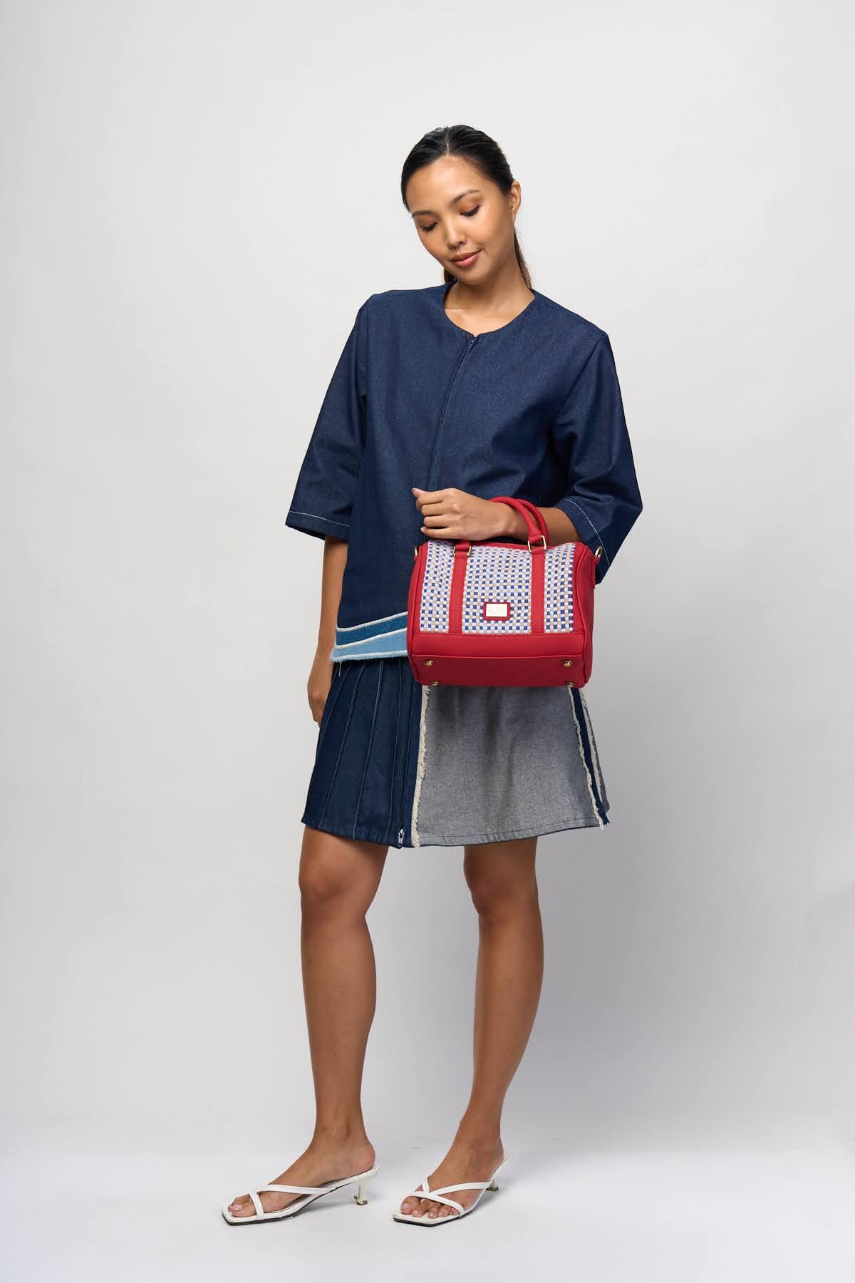 [Ready Today] Boston Bag RED BEAN Brown & a combo (red, light blue) Fashion Rags2Riches