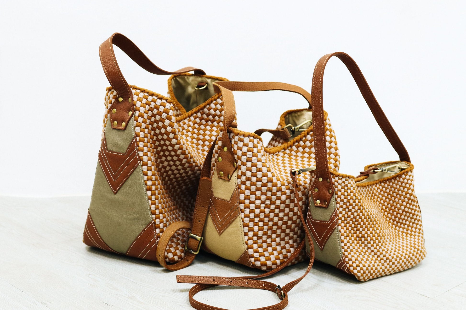 [Ready Today] Buslo Mini Medley Leather Patchwork Tan Fashion Rags2Riches