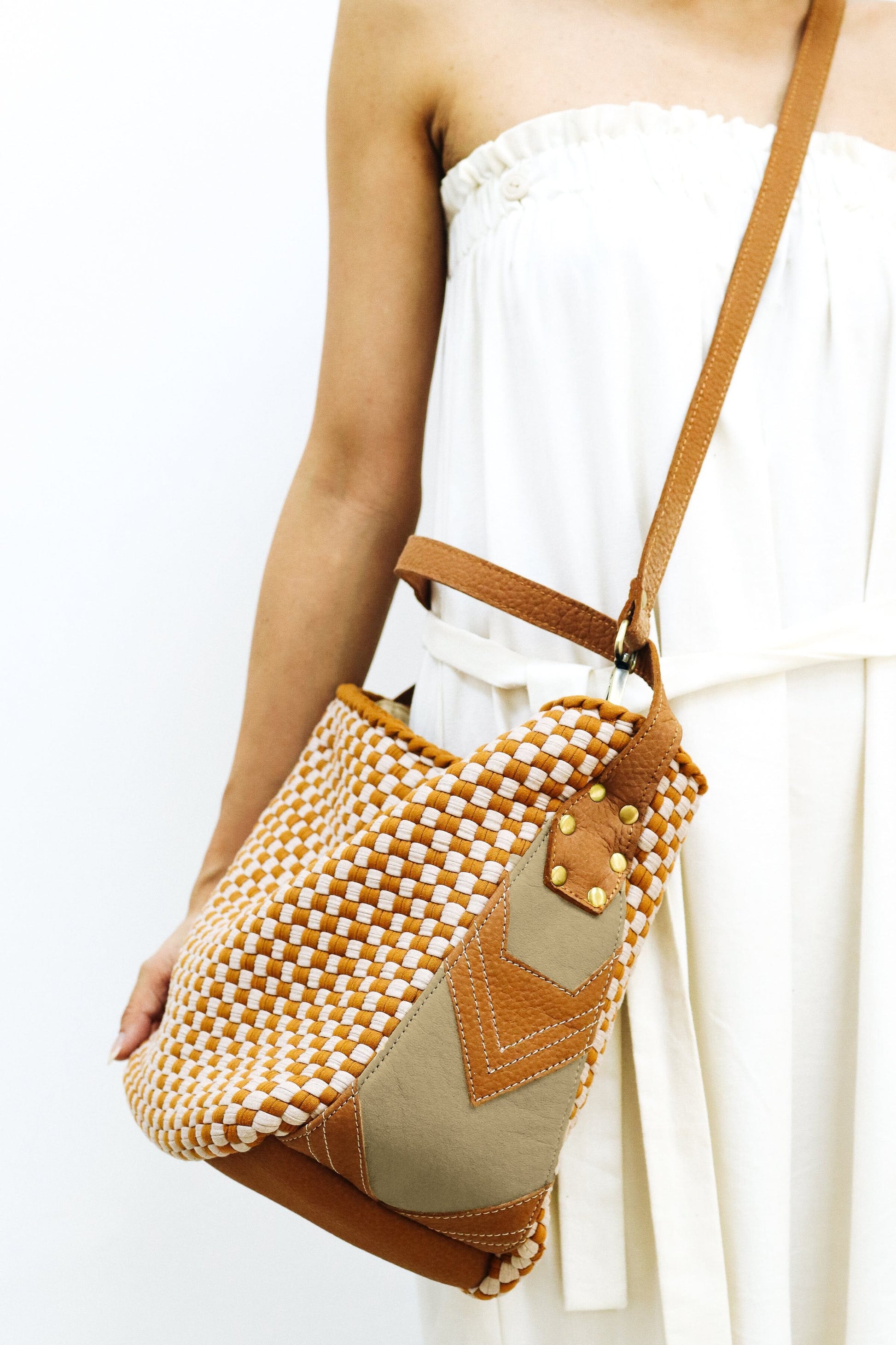 [Ready Today] Buslo Mini Medley Leather Patchwork Tan Fashion Rags2Riches