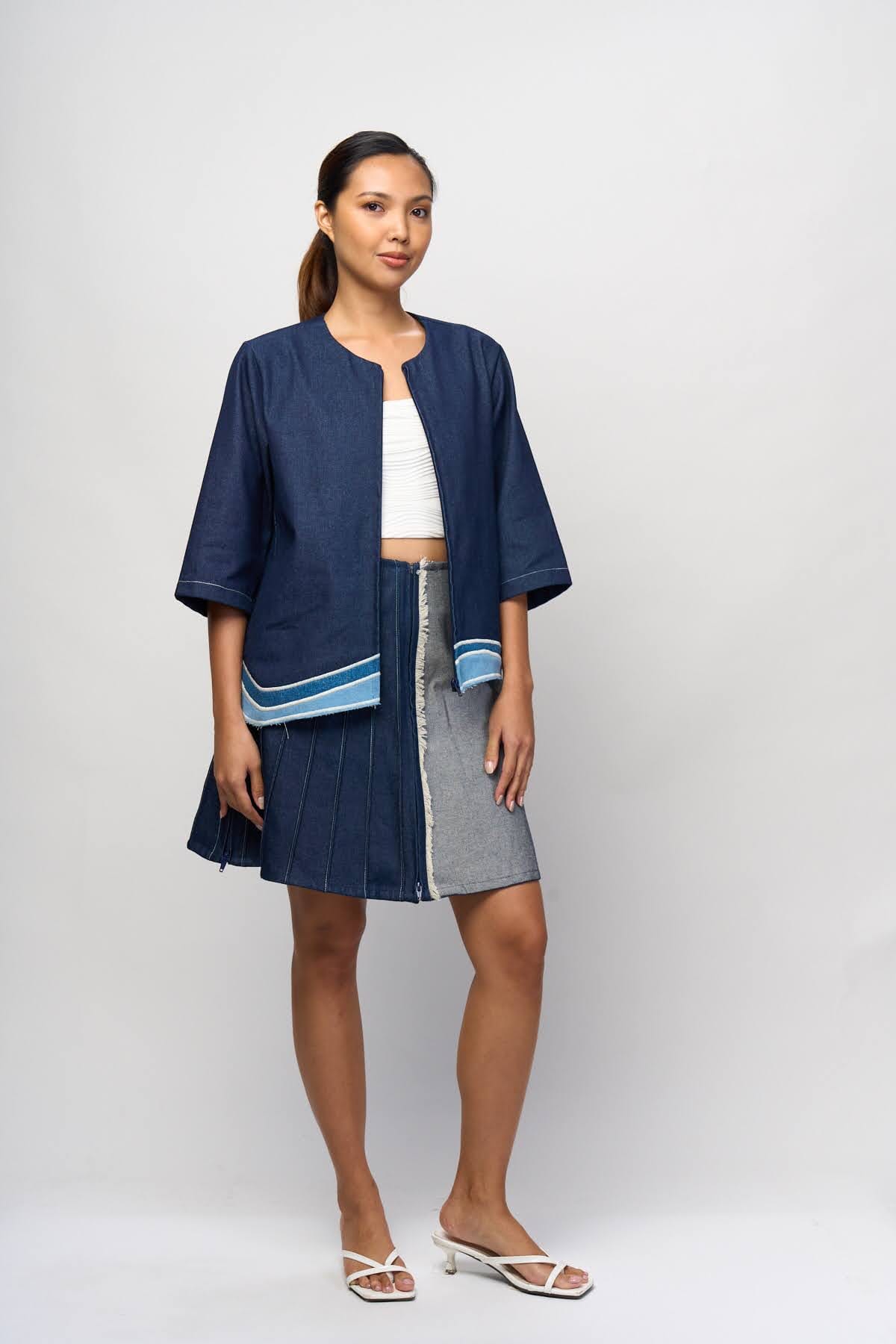 [Ready Today] Daloy Zip-Up Jacket Denim Fashion R2R On Repeat