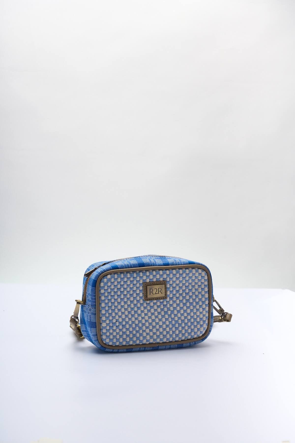 [Ready Today] Kamara Crossbody Light Blue & Beige Checkerboard Fashion Rags2Riches