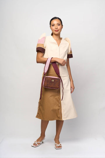 [Ready Today] Kamara Crossbody Navy & Orange Checkerboard