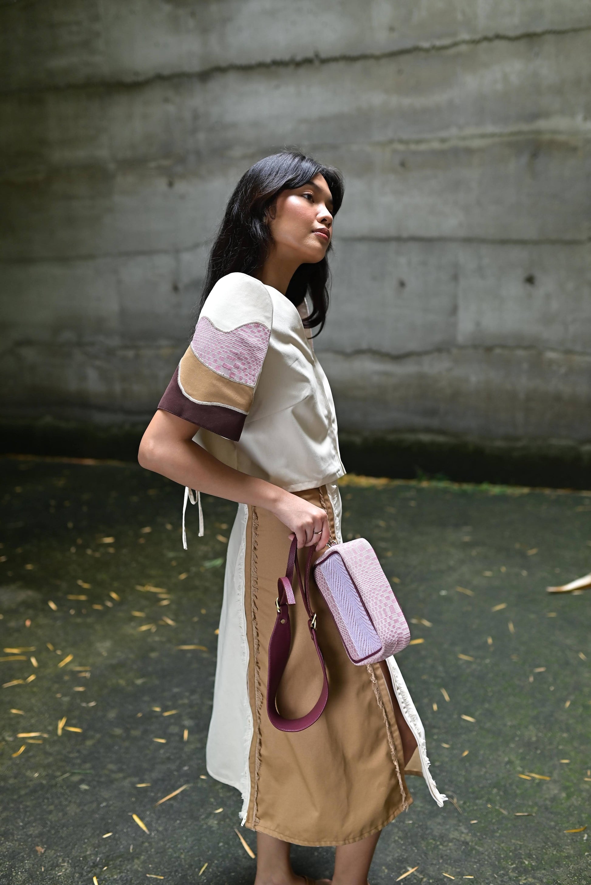 [Ready Today] Kamara Crossbody Navy & Orange Checkerboard Fashion Rags2Riches