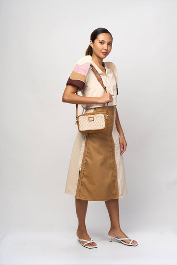 [Ready Today] Kamara Crossbody Tan & Beige Checkerboard