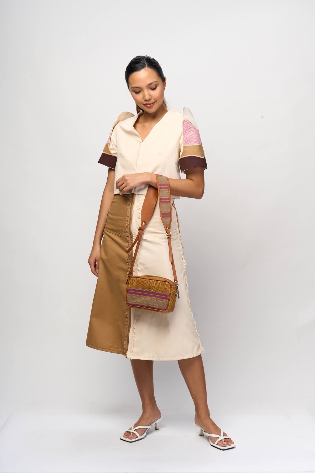 [Ready Today] Kamara Crossbody Tan & Beige Checkerboard Fashion Rags2Riches