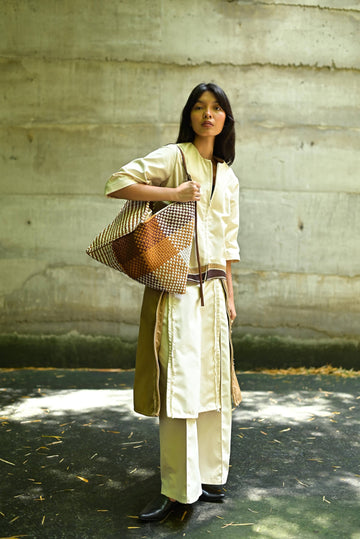 [Ready Today] Daloy Zip-Up Jacket Off-White & Tan