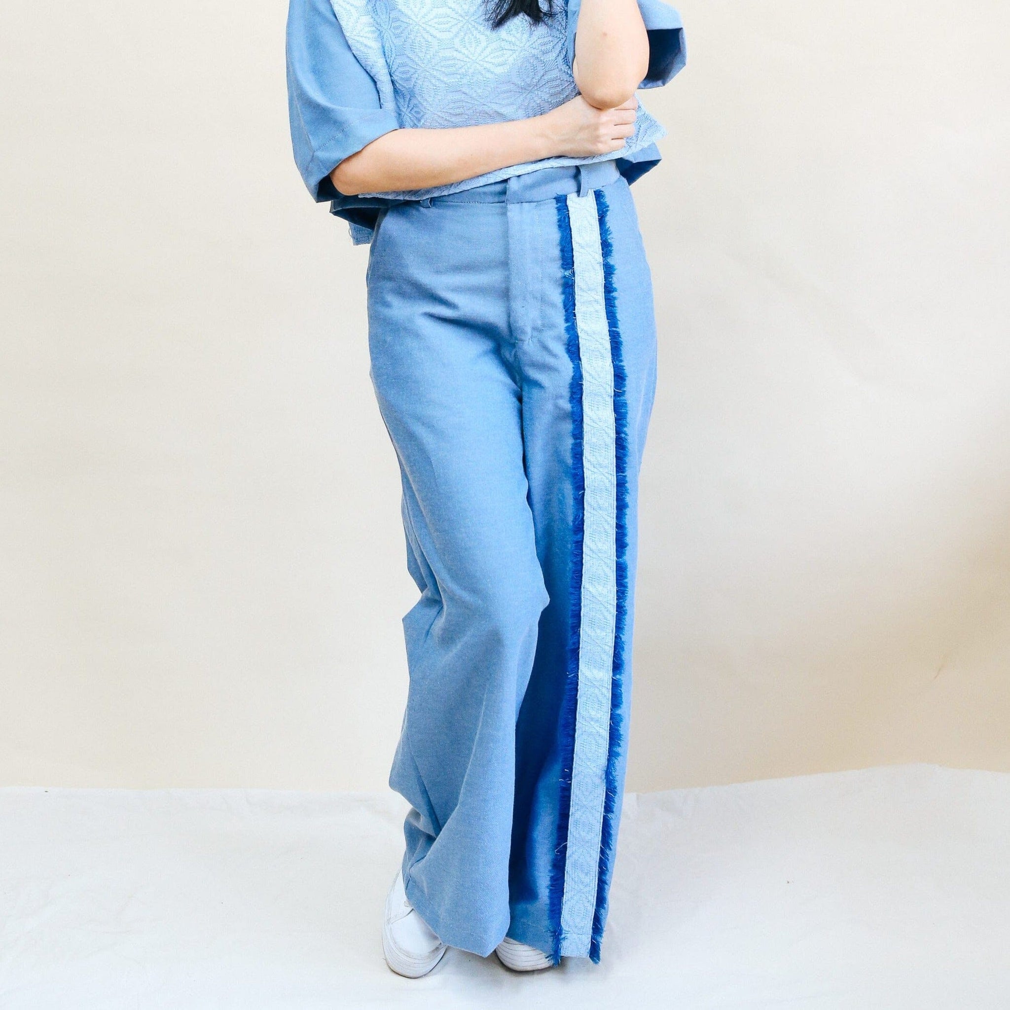 [Ready Today] Striped Wide-Legged Pants Chambray & Binetwagan Fashion Rags2Riches