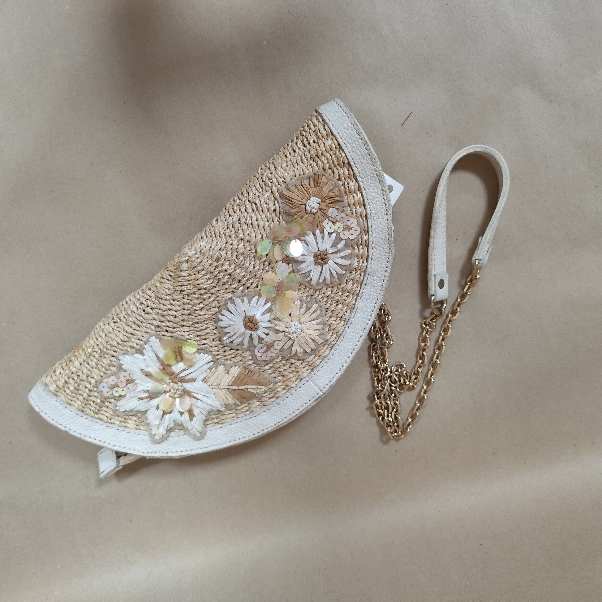 [SAMPLE] Embroidered Abaca Sling Bag Beige Fashion Rags2Riches