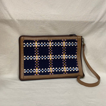 [SAMPLE] Laptop Sleeve Navy with Tan Leather Fashion Rags2Riches