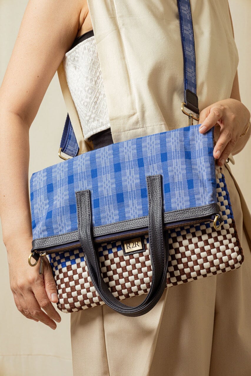 [SAMPLE] Two-Way Fold Over Bag Navy Fashion Rags2Riches