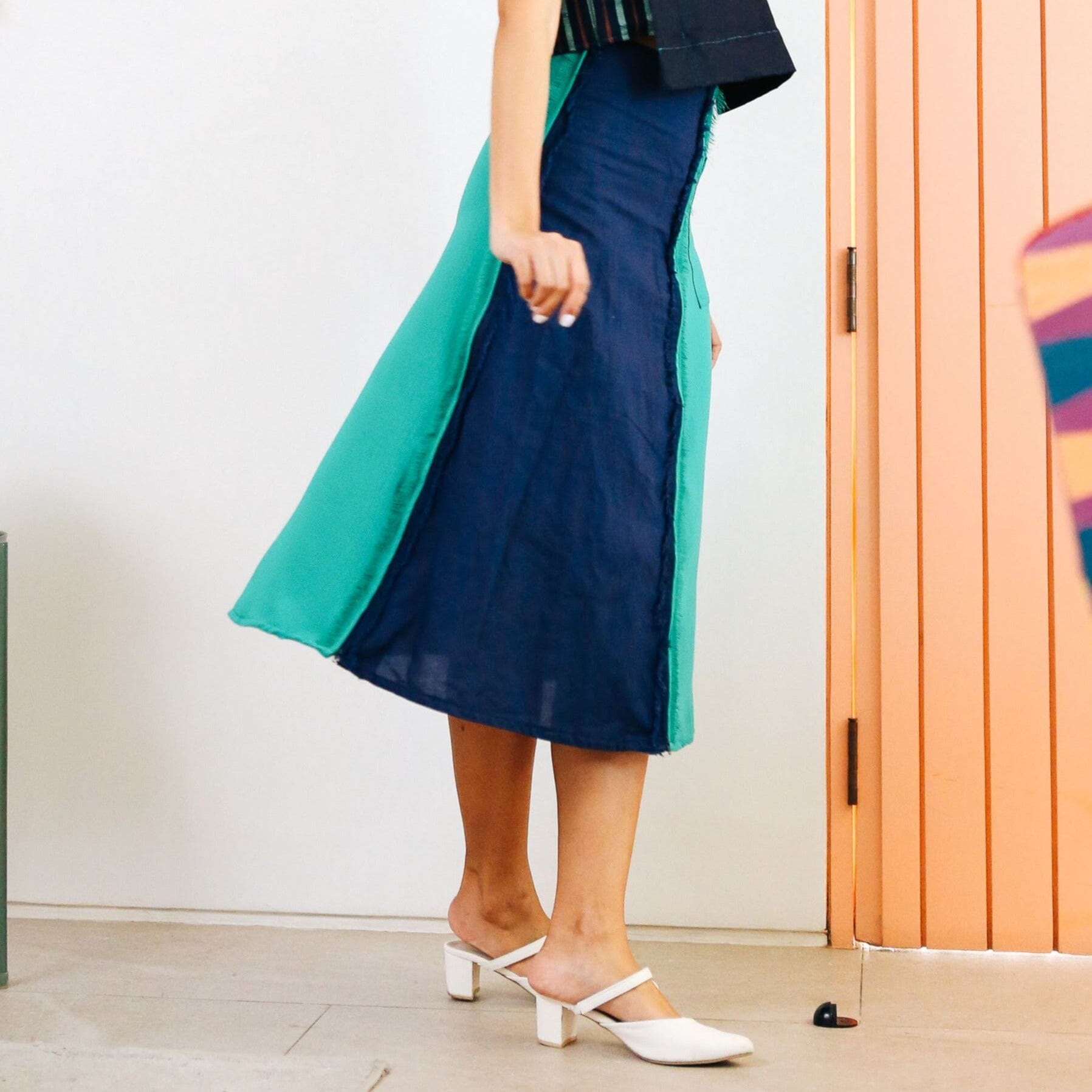 A line midi skirt cheap navy