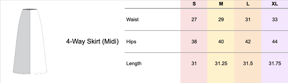 A line skirt top measurements