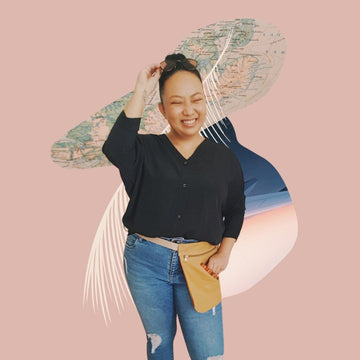 Kembot Hip Bag Camel with kantarines Earth stripes