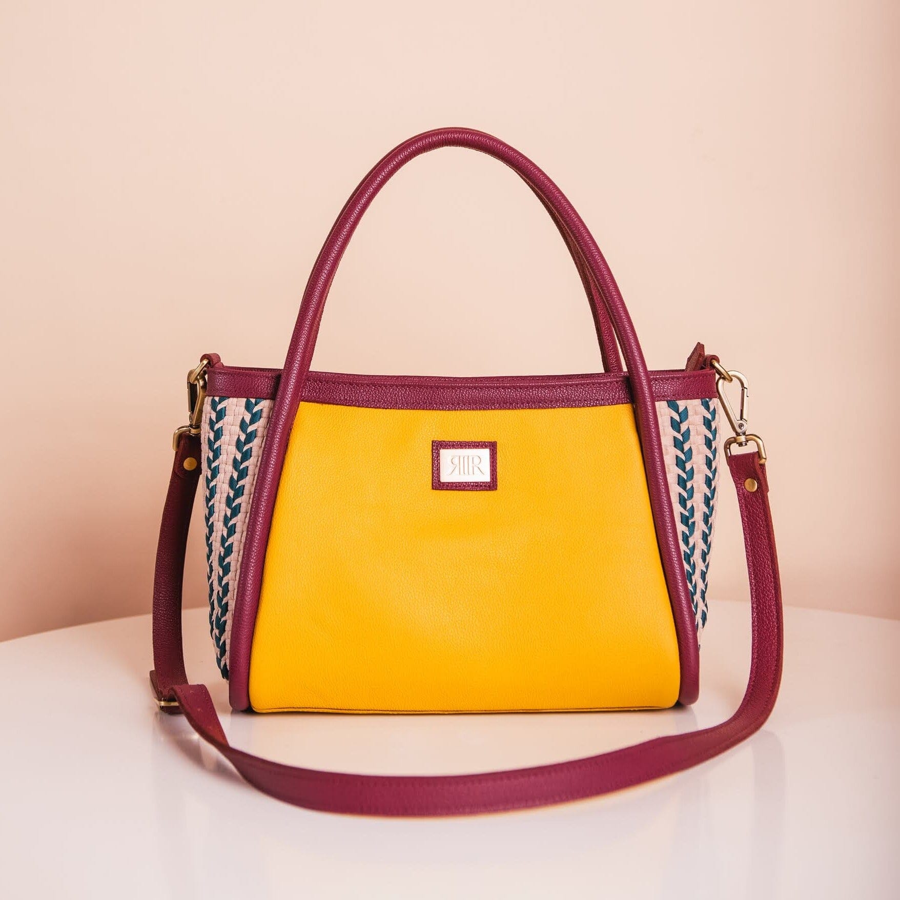 [Ready Today] Tuba Handbag Yellow & Burgundy Fashion Rags2Riches