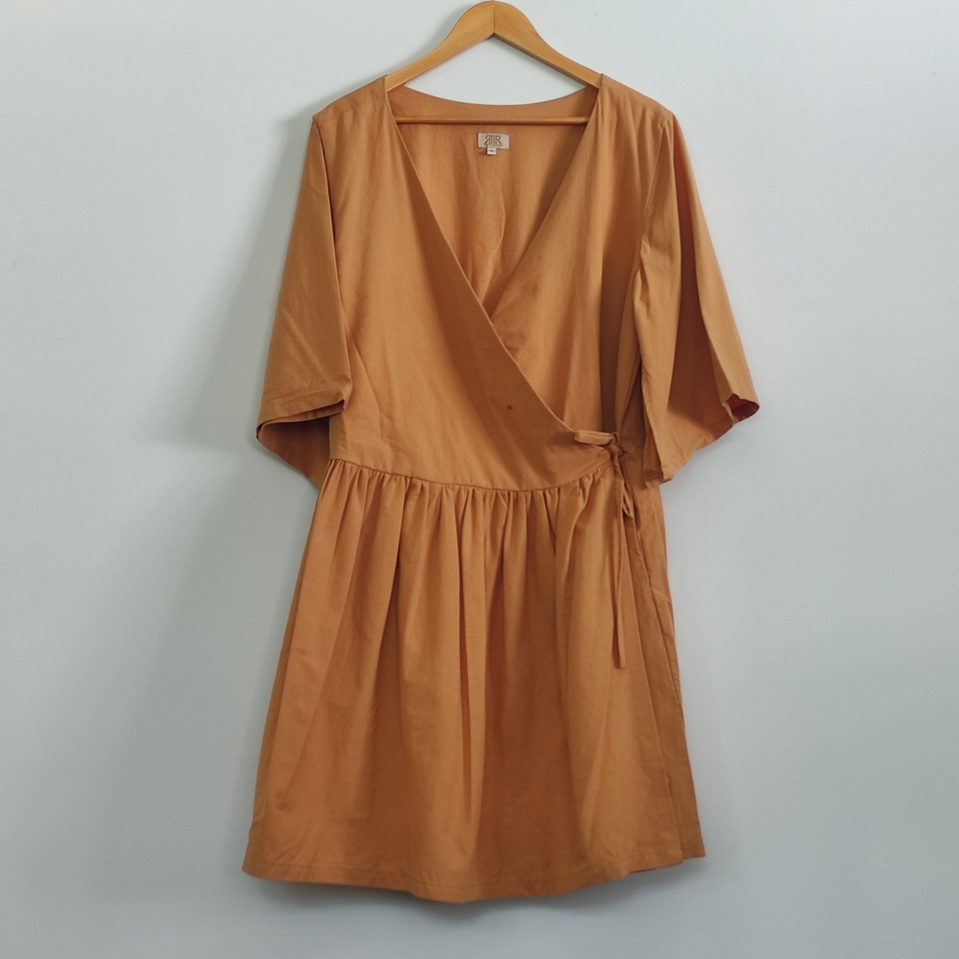 [SAMPLE] Relaxed Wrap Dress Apricot Fashion Rags2Riches