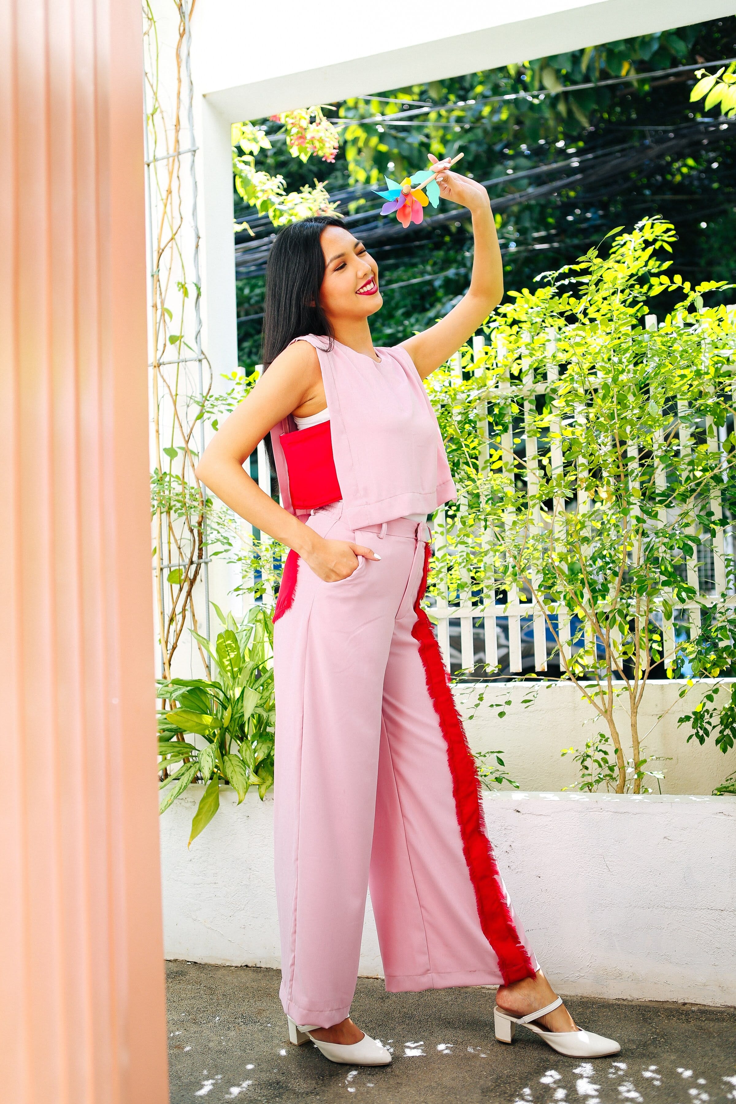 Blush pink wide leg pants best sale