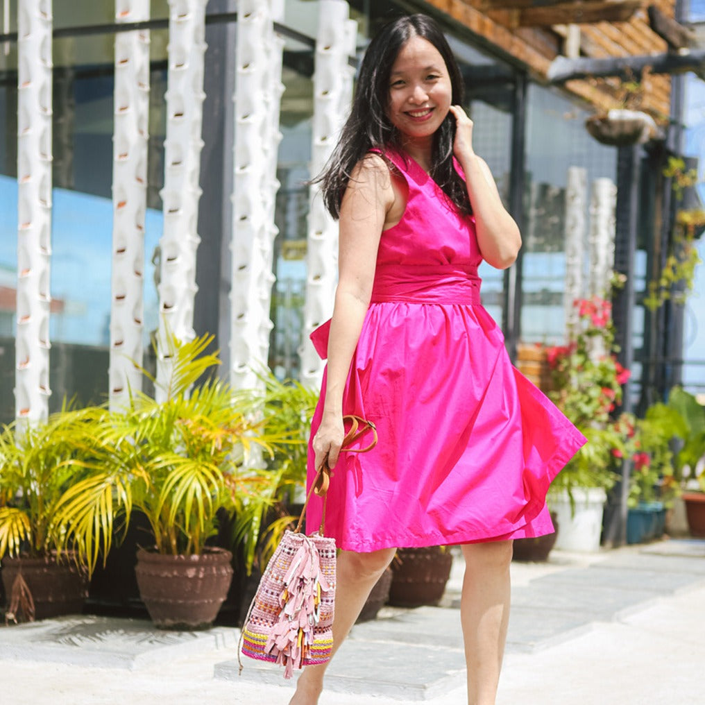 The Essential Wrap Dress (Short) Hot Pink Fashion Rags2Riches