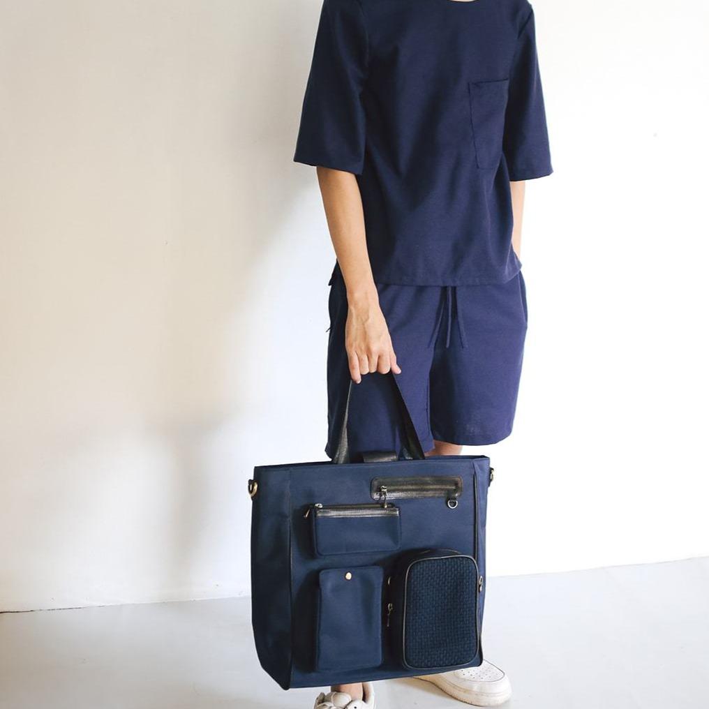 The Multi-Pocket Tote Navy Fashion Rags2Riches