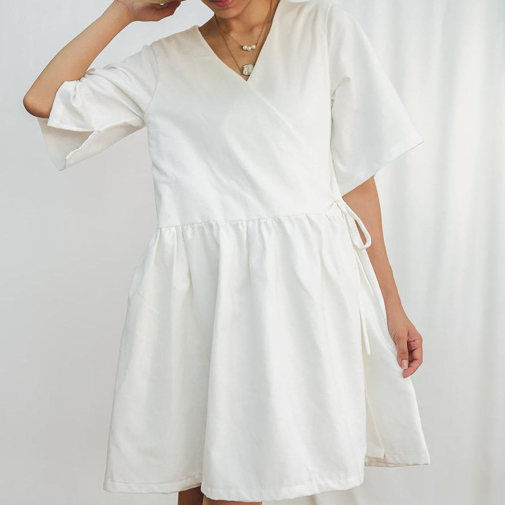The Relaxed Wrap Dress White Fashion Rags2Riches